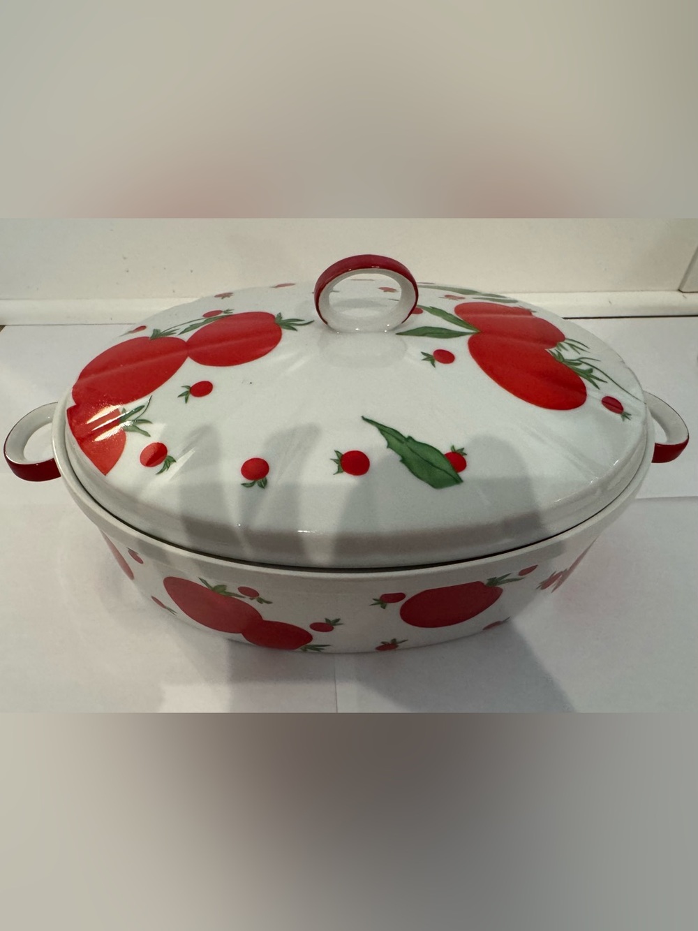 Vintage Taste Setter, Vegetable Polka Dot 2 qt Oval, Tomato 🍅 Casserole Dish